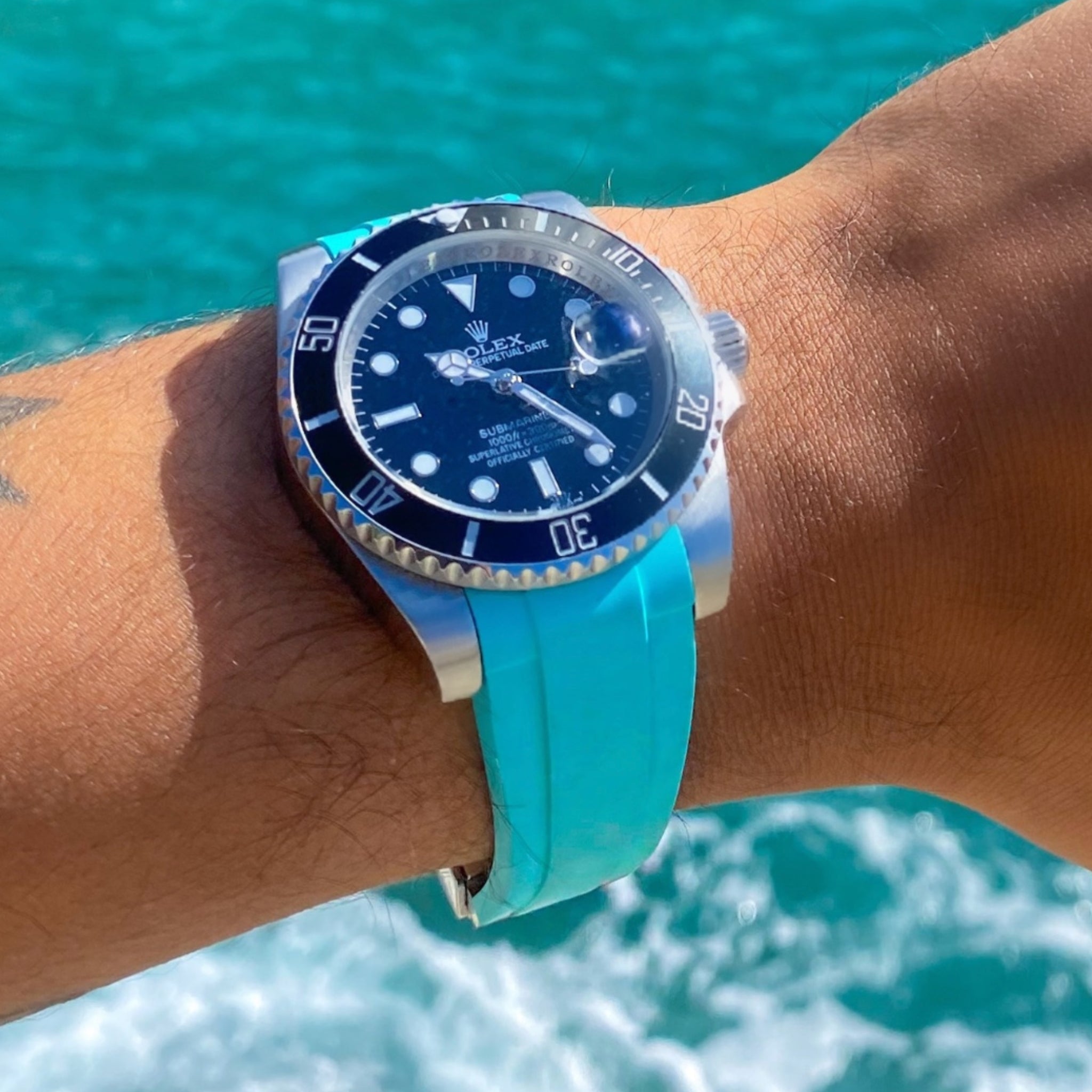 Rubber Strap - For Rolex Submariner - Turquoise