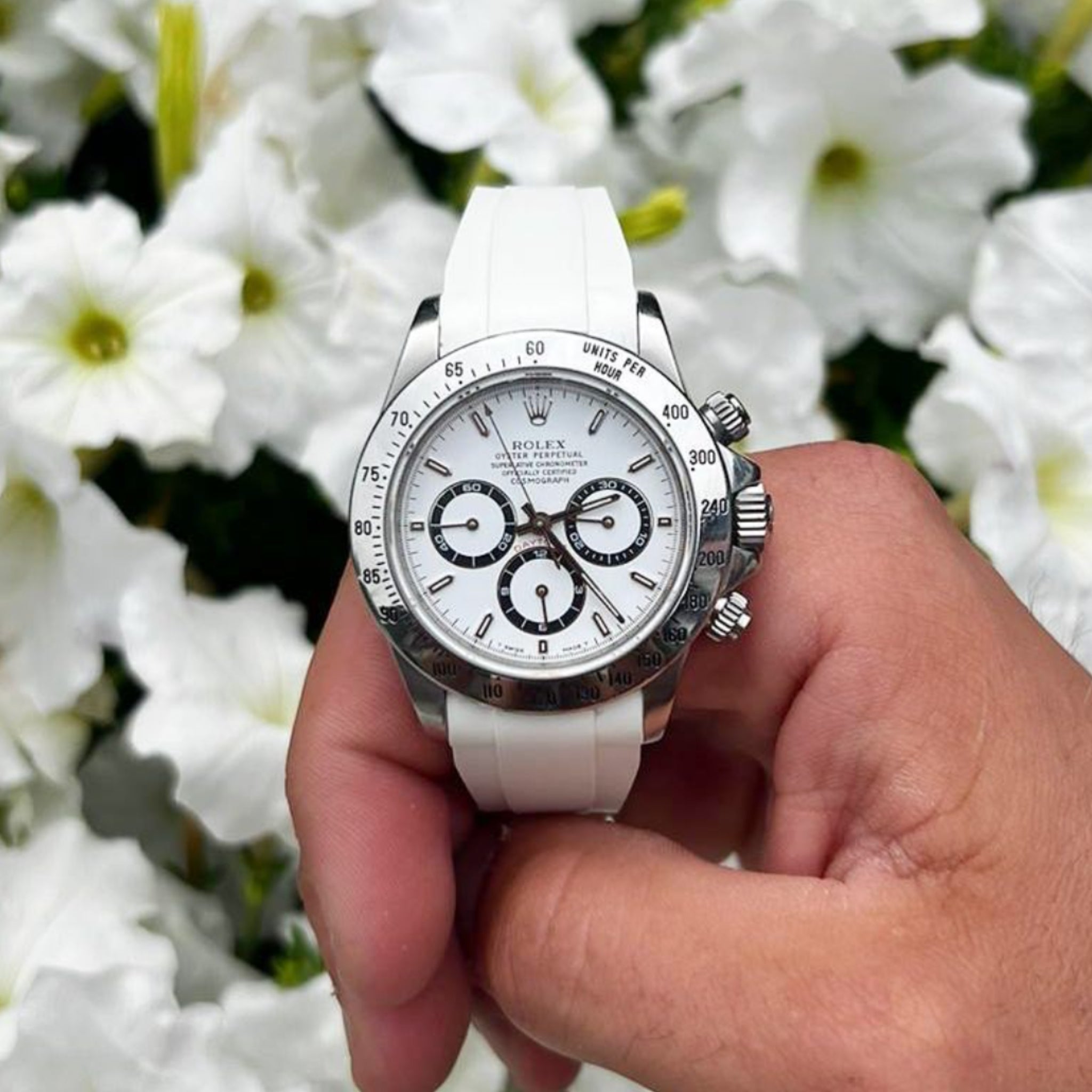 Rubber Strap - For Rolex Daytona - White