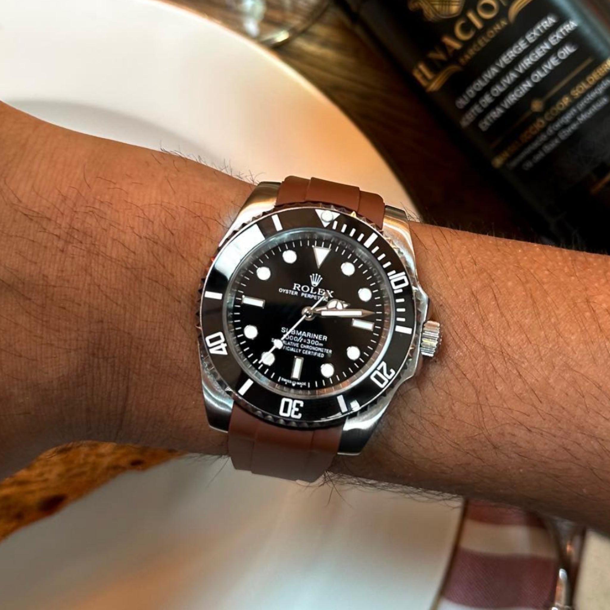 Rubber Strap - For Rolex Submariner - Brown
