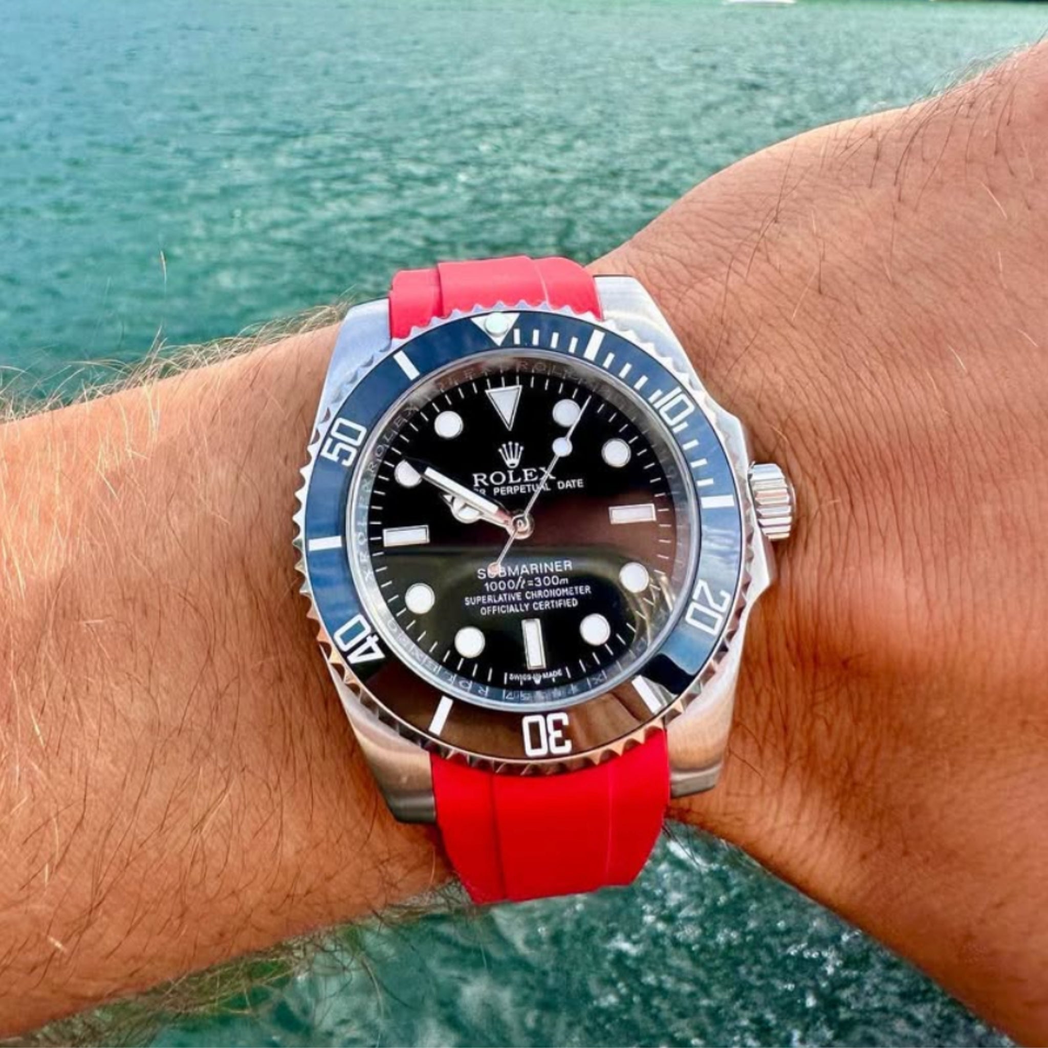 Rubber Strap - For Rolex Submariner - Red