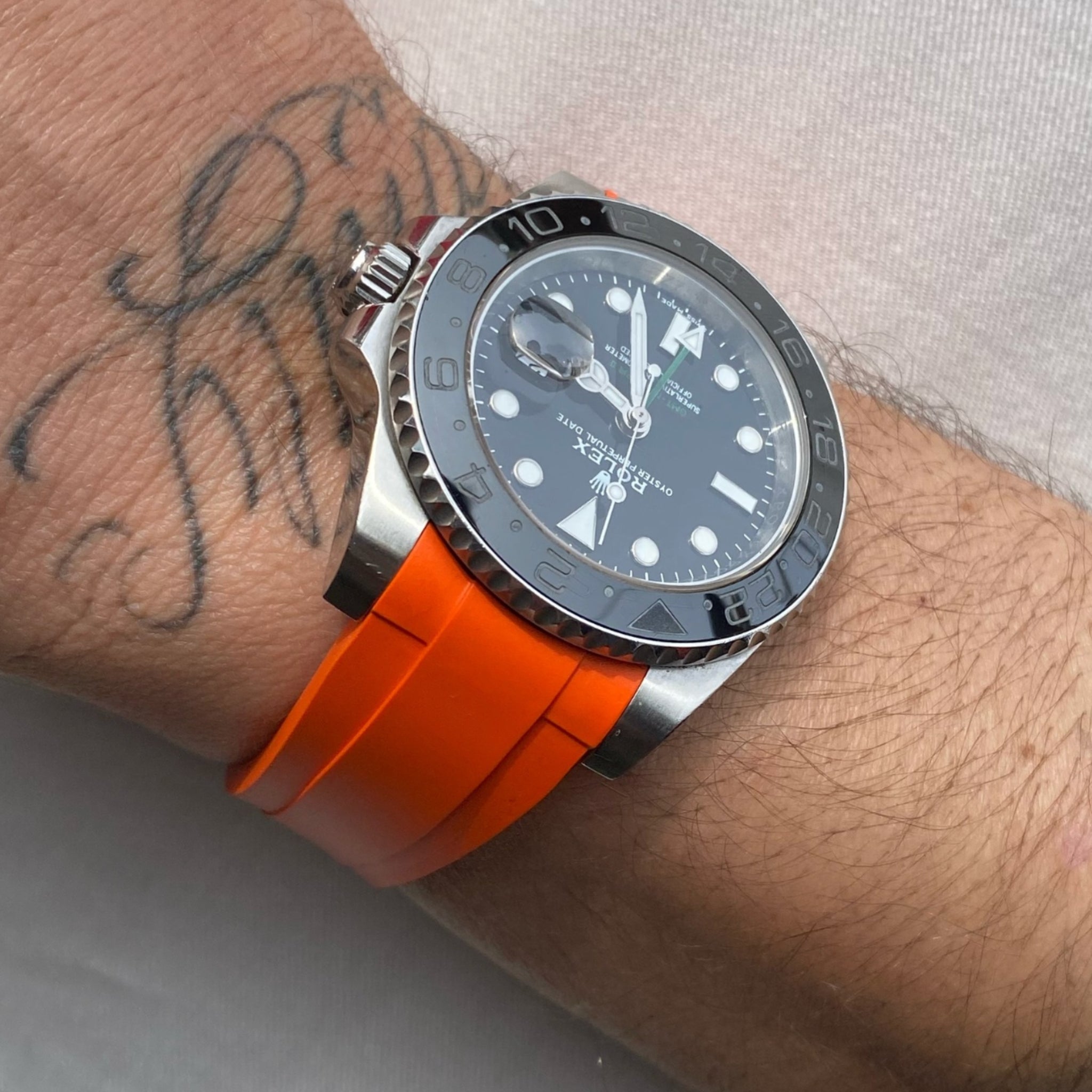 Deployant Rubber Strap - For Rolex GMT - Master II - Orange - Helvetus