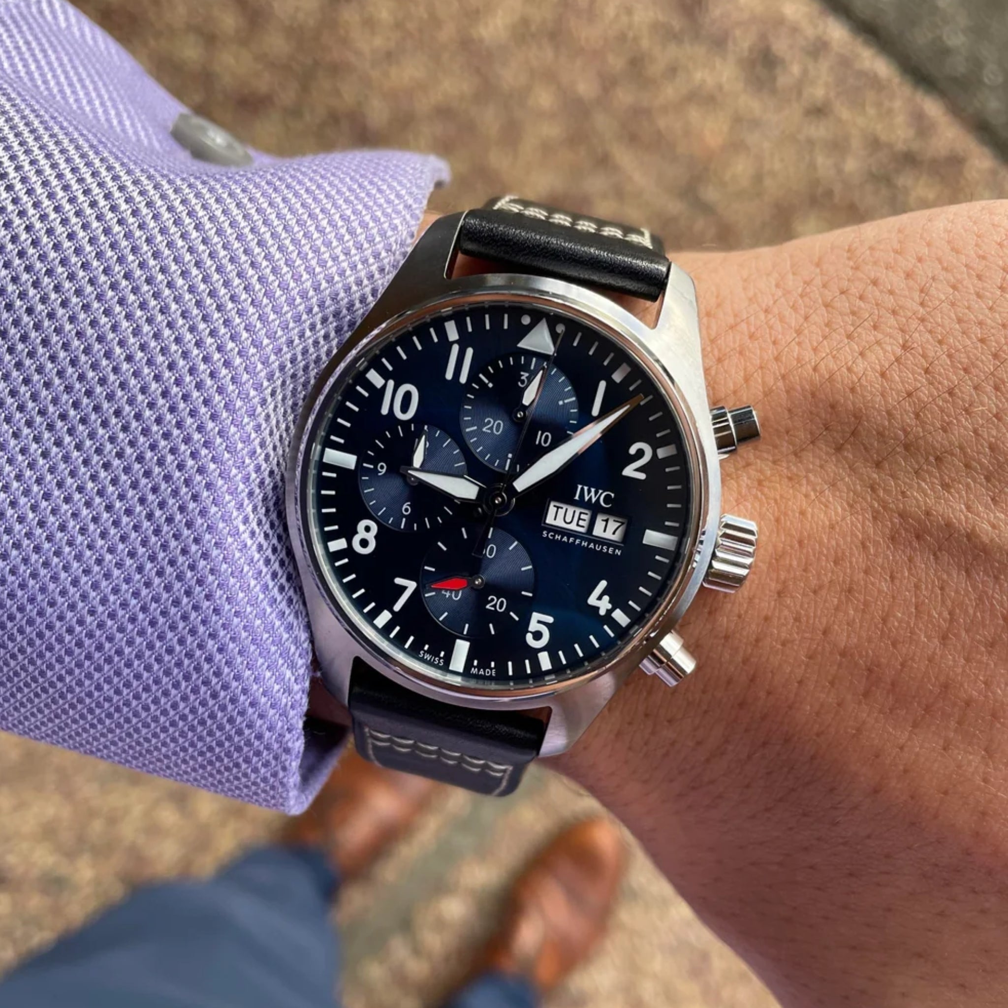 Leather Strap - For IWC Pilot - Black - Without Rivets - Helvetus