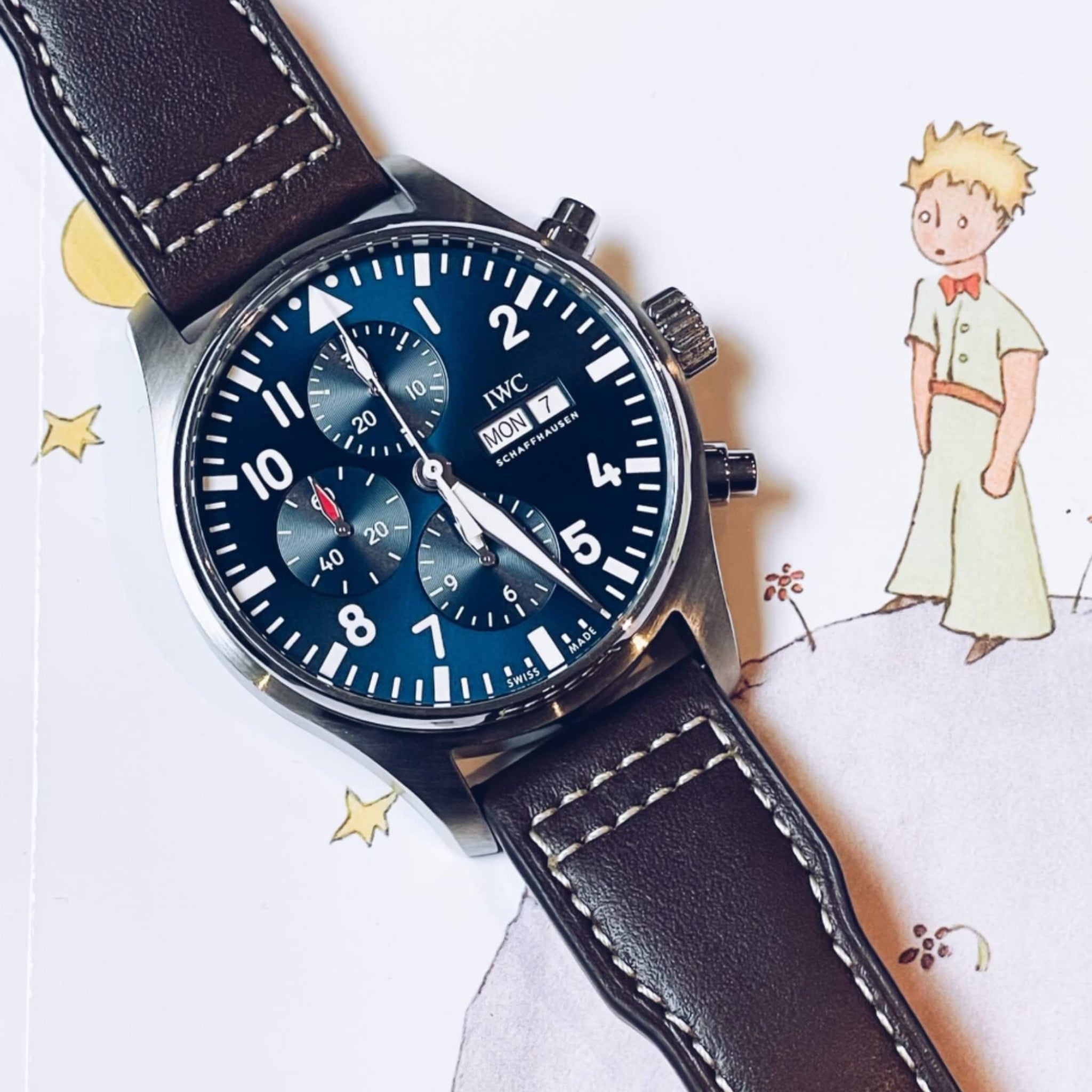 Leather Strap - For IWC Pilot - Blue - Without Rivets - Helvetus