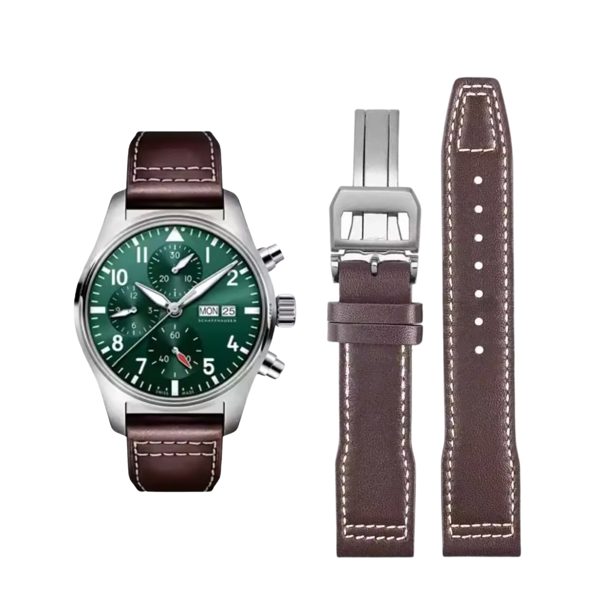 Leather Strap – For IWC Pilot – Brown – Without Rivets - Helvetus