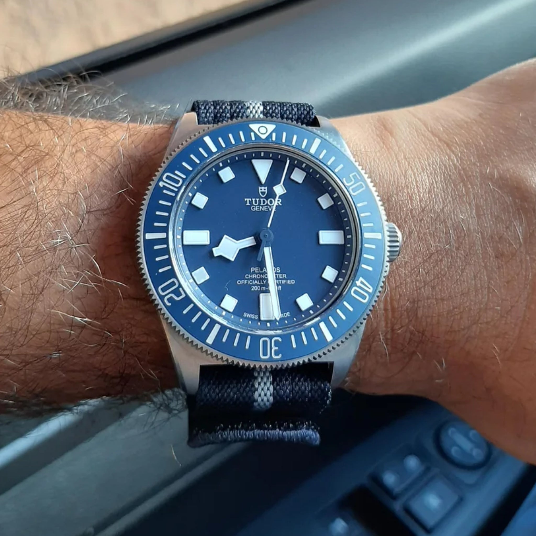 Nylon Strap - For Tudor Pelagos FXD - Blue/Grey - Helvetus