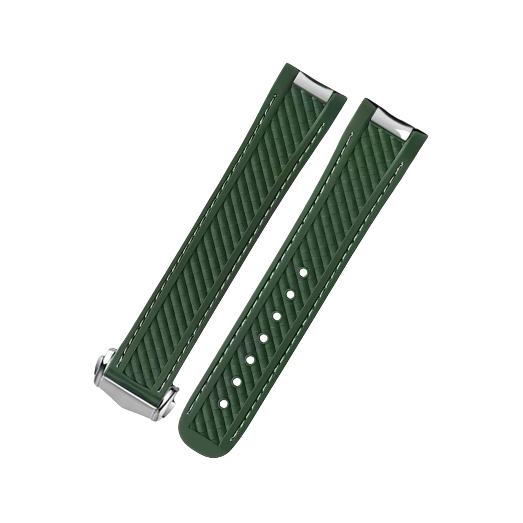 Rubber Strap - For Omega Seamaster Aqua Terra 300 / 150m - Green/White - Helvetus